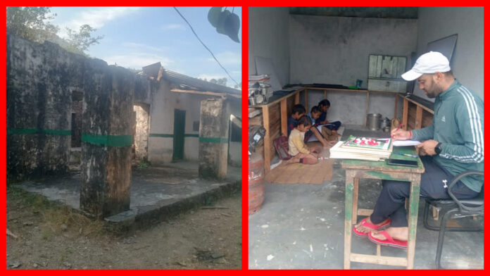 गंगोलीहाट में दुकान में लग रही छात्रों की पाठशाला, 2 साल से क्षतिग्रस्त है सरकारी विद्यालय भवन