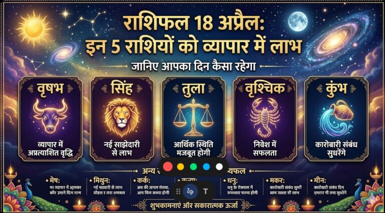 राशिफल 18 अप्रैल 2026 (शनिवार) | किस्मत का ताला खुलेगा या मिलेगी चुनौती?