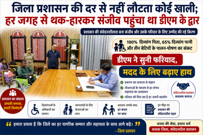 100% दिव्यांग पिता, 65% दिव्यांग पत्नी और तीन बेटियों के पालन-पोषण का संकट; डीएम ने सुनी फरियाद, मदद के लिए बढ़ाए हाथ
