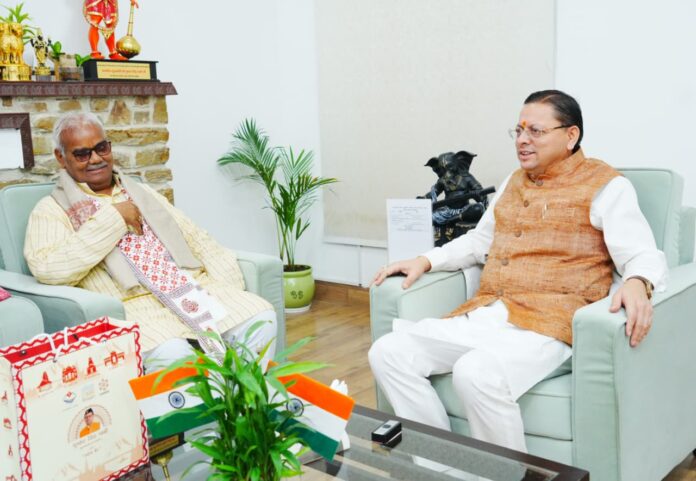 सीएम धामी से राजस्थान के कैबिनेट मंत्री मदन दिलावर की मुलाकात