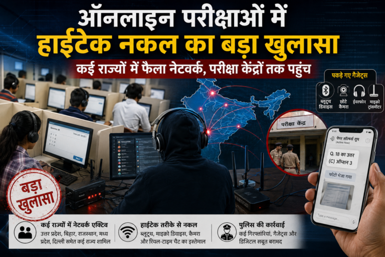 ऑनलाइन परीक्षाओं में हाईटेक नकल का बड़ा खुलासा, कई राज्यों में फैला नेटवर्क, परीक्षा केंद्रों तक पहुंच